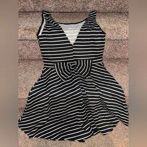 Women’s M/L Black and White Stripped Tank Dress with Bow Waist